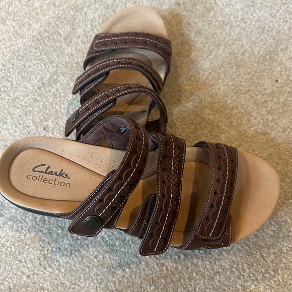 Clark Women's Laurie Ann Bella Leather Slide Sandal SZ‎ 8.5 - Picture 3 of 5
